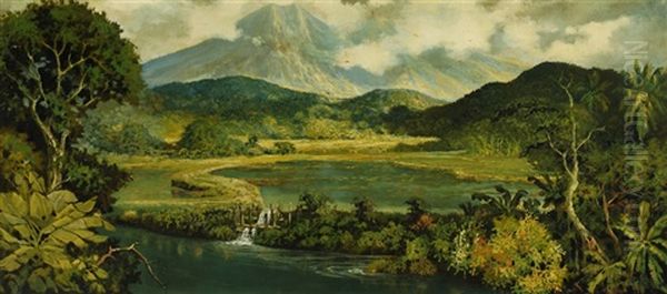 Indonesian Landscape Oil Painting by Soerjosoebroto Abdullah