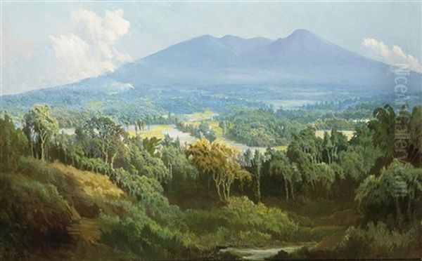 Mountainous Landscape Oil Painting by Soerjosoebroto Abdullah