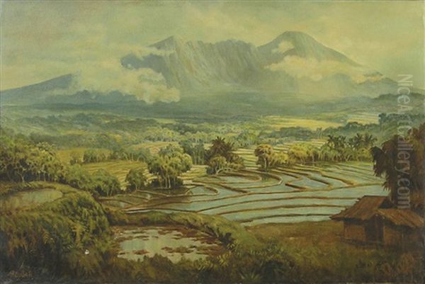 Mountaneous Landscape Oil Painting by Soerjosoebroto Abdullah