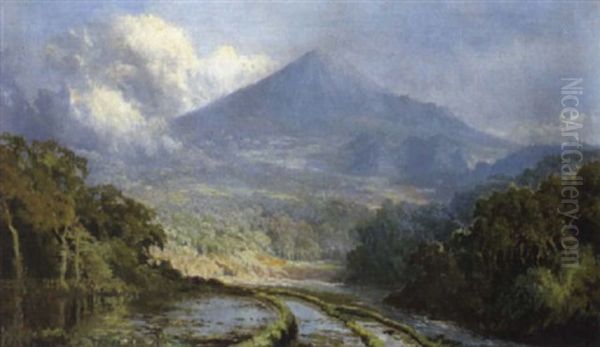 Vulkanlandscaft Auf Jawa Oil Painting by Soerjosoebroto Abdullah