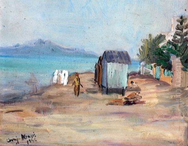 Golfe De Tunis, Plage De Dermech Oil Painting by Arrigo Abeasis