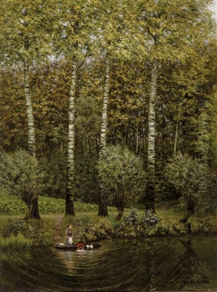 Lessiveuses Au Bord De La Lys Oil Painting by Albijn van der Abeele