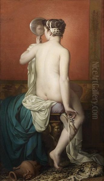 Jeune Femme De Dos Apres Sa Toilette Oil Painting by Francois Barthelemy Marius Abel