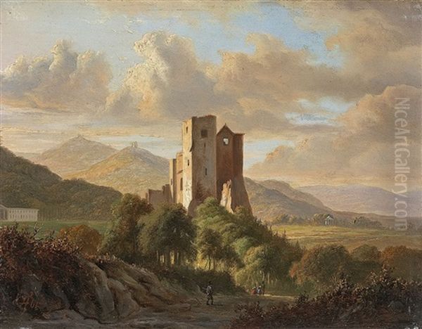 Landschaft Mit Burgruine Oil Painting by Jacobus Theodorus Abels