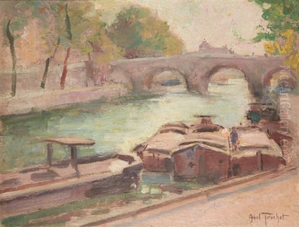 La Seine A Paris Oil Painting by Louis Abel-Truchet