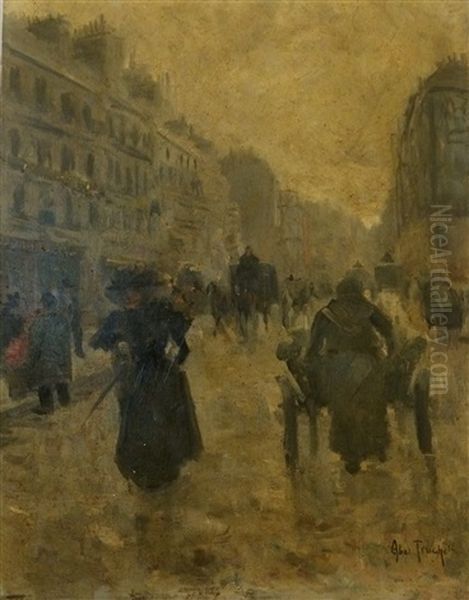 Les Boulevards Parisiens Oil Painting by Louis Abel-Truchet