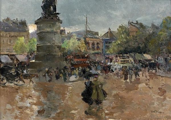 La Place Clichy Oil Painting by Louis Abel-Truchet