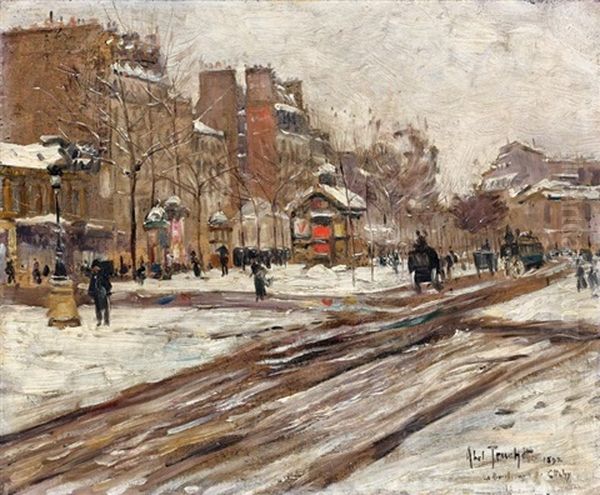 Boulevard De Clichy Sous La Neige Oil Painting by Louis Abel-Truchet