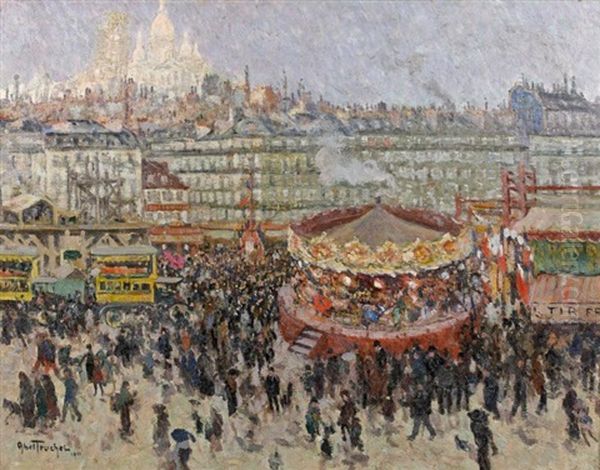 Fete Foraine A Montmartre Oil Painting by Louis Abel-Truchet