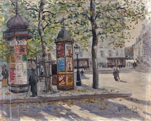 Le Kiosque, Boulevard De Clichy Oil Painting by Louis Abel-Truchet