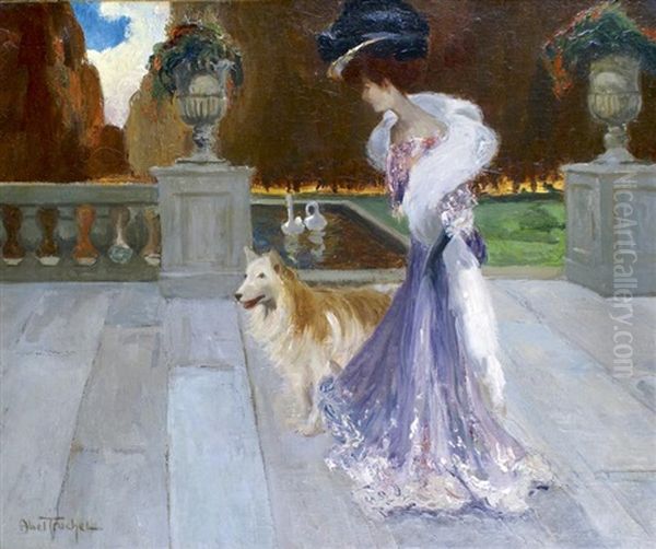 Elegante Dans Un Parc Oil Painting by Louis Abel-Truchet