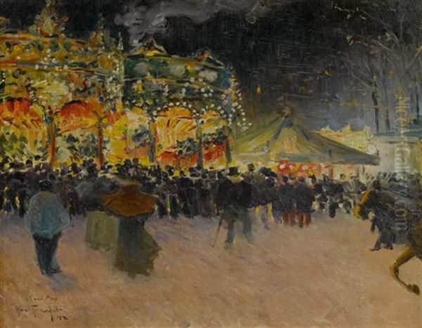 Jahrmarktszene In Paris Oil Painting by Louis Abel-Truchet