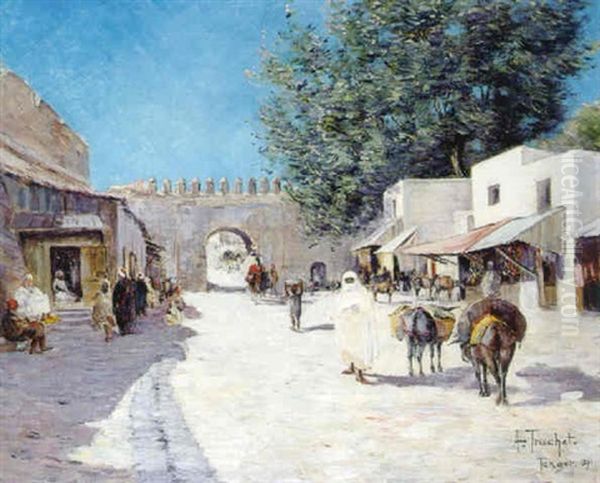 Rue Animee Pres Des Remparts A Tanger by Louis Abel-Truchet