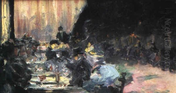 Cafe Des Ambassadeurs Oil Painting by Louis Abel-Truchet