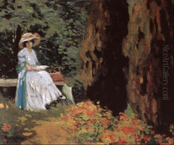 Le Petit Banc De Pierre Au Fond Du Parc Oil Painting by Louis Abel-Truchet