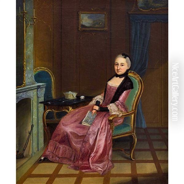 Berner Dame In Interieur Oil Painting by Johann Ludwig Aberli