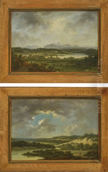 Blick Auf Zurich Flusslandschaft Oil Painting by Johann Ludwig Aberli