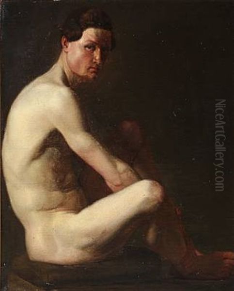 Study Of A Nude Male Oil Painting by Nicolaj-Abraham Abilgaard