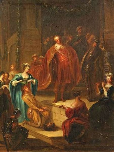 Salome Prasentiert Das Haupt Johannes Des Taufers Oil Painting by Nicolaj-Abraham Abilgaard