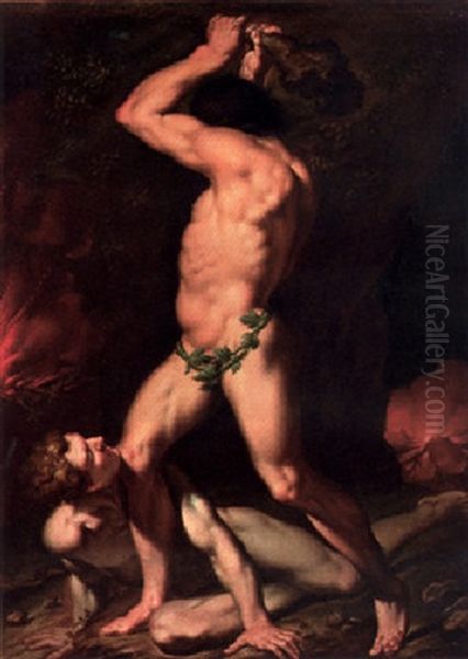 Hercules And Cacus Oil Painting by Nicolaj-Abraham Abilgaard