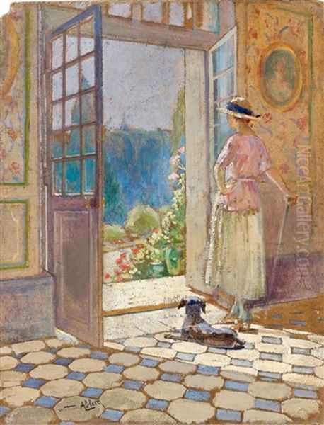 L'epouse Ou La Fille De L'artiste Dans Leur Propriete Des Brochards A Blois Oil Painting by William Ablett