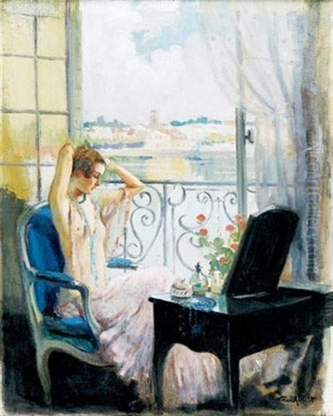 Jeune Femme A Sa Toilette Oil Painting by William Ablett