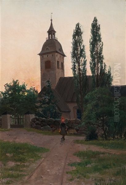 In The Church Yard Oil Painting by Erik Abrahamsson