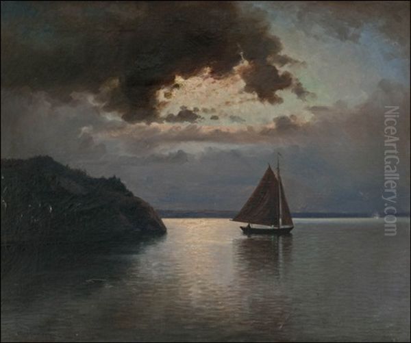 Iltapurjehdus (sailing At Dawn) Oil Painting by Erik Abrahamsson