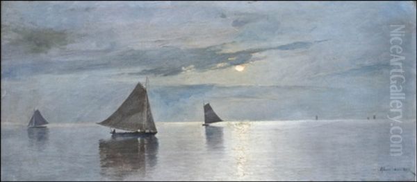 Nocturnal Sailing Oil Painting by Erik Abrahamsson