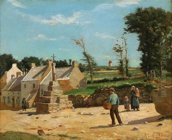 Village Scene From Brittany Oil Painting by Paul Abram