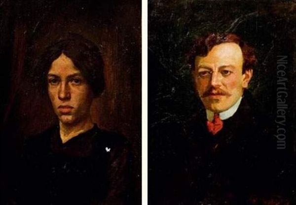 Portraits D'homme Et De Femme (pair) Oil Painting by Simon Claude (Vanier) Abramovitsch