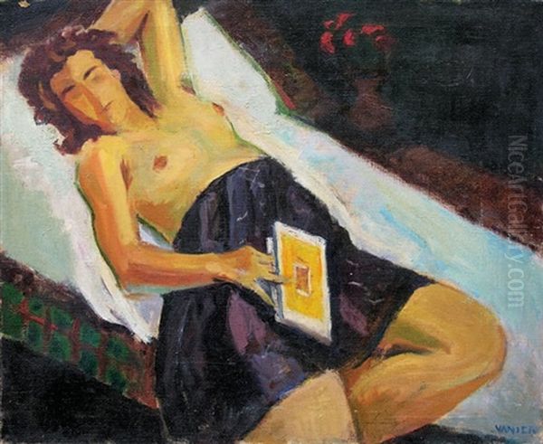 Jeune Femme Au Livre Oil Painting by Simon Claude (Vanier) Abramovitsch