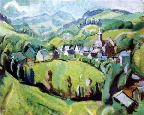 Village A La Montagne Oil Painting by Simon Claude (Vanier) Abramovitsch