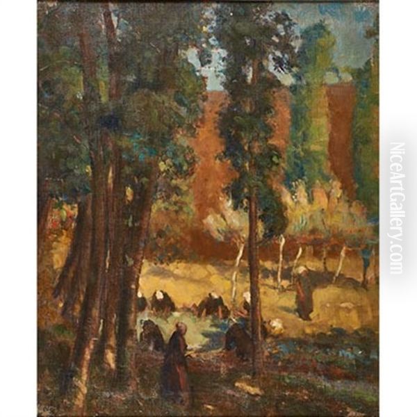 Paysage Avec Dames Oil Painting by Lucien Abrams