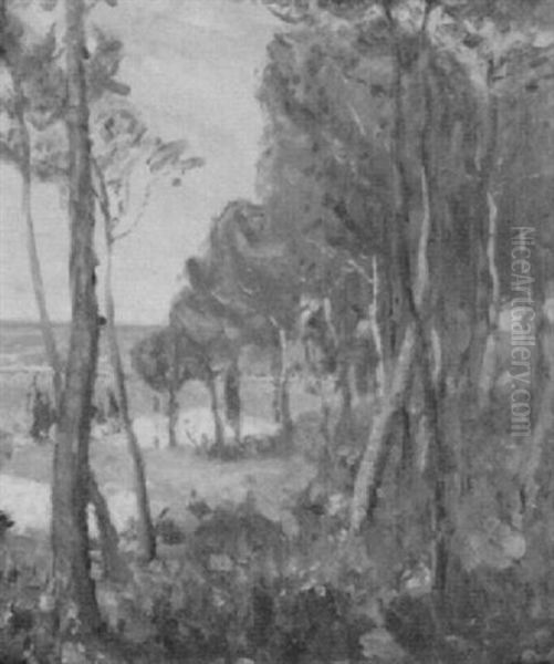 Trees By The Coast Oil Painting by Lucien Abrams