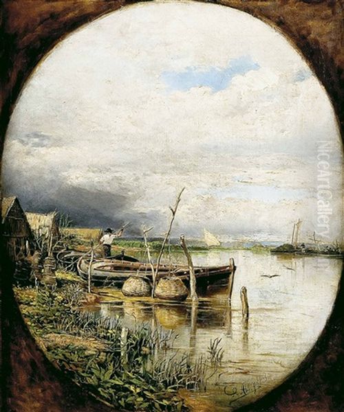 Vista De La Albufera De Valencia Oil Painting by Salvador Abril y Blasco