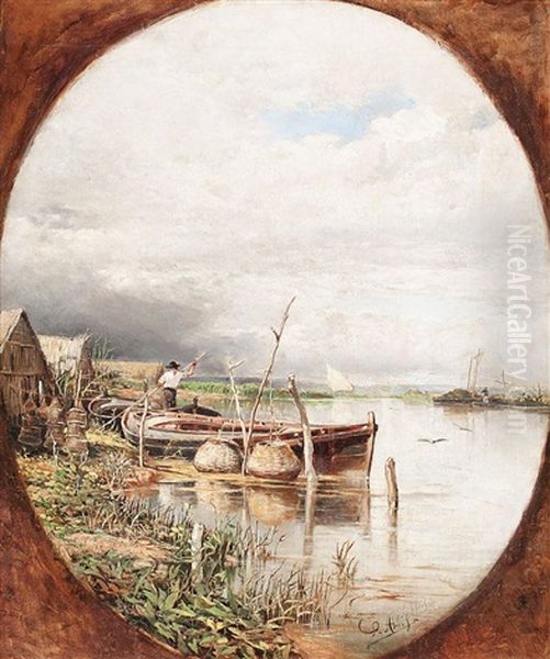 Paisaje De La Albufera Oil Painting by Salvador Abril y Blasco