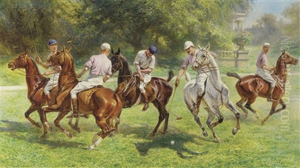 Les Joueurs De Polo Dans Le Parc Oil Painting by Leon Eugene August Abry