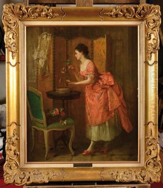 Elegante Au Canari Oil Painting by Eugene Accard