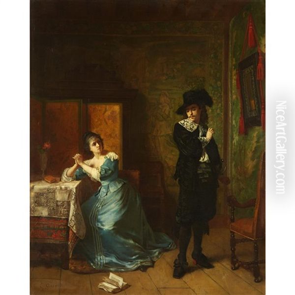 The Cavalier's Proposal Oil Painting by Eugene Accard