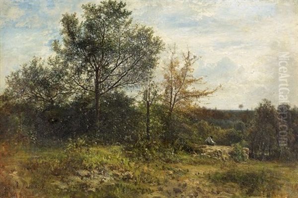 Landschaft Mit Wanderer Oil Painting by Jean-Alexis Achard