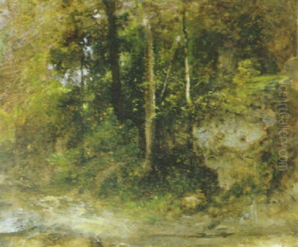 Sous-bois A Cernay Oil Painting by Jean-Alexis Achard