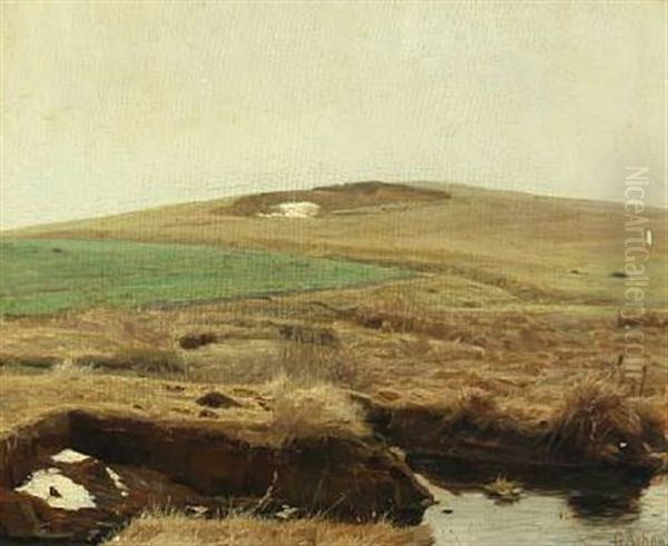 Fra Bakken Ved Refsnaes Oil Painting by Georg Nicolaj Achen