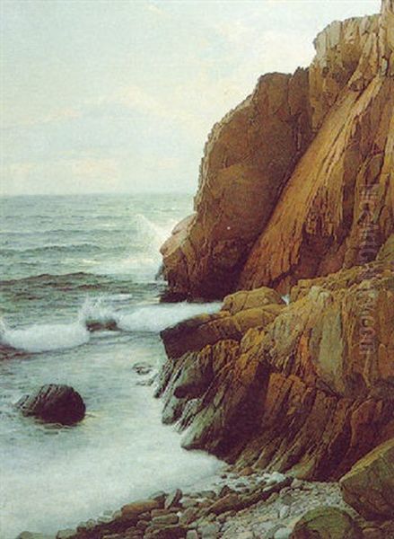 A Rocky Outcrop Oil Painting by Georg Nicolaj Achen