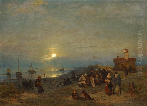 Mondnacht An Der Kuste by Andreas Achenbach