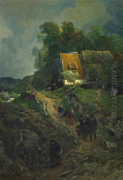 Westfalische Landschaft Oil Painting by Andreas Achenbach