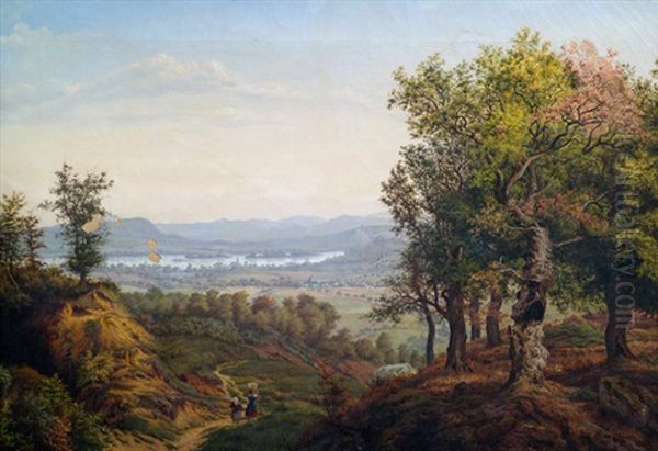 Blick Vom Taunus Auf Den Rheingau Oil Painting by Andreas Achenbach