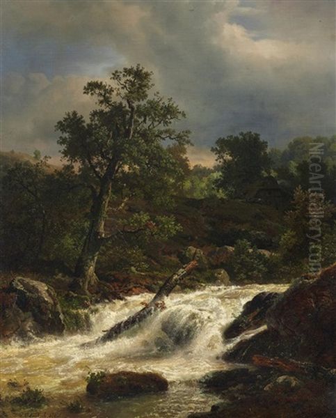 Eiche Am Wildwasser Oil Painting by Andreas Achenbach