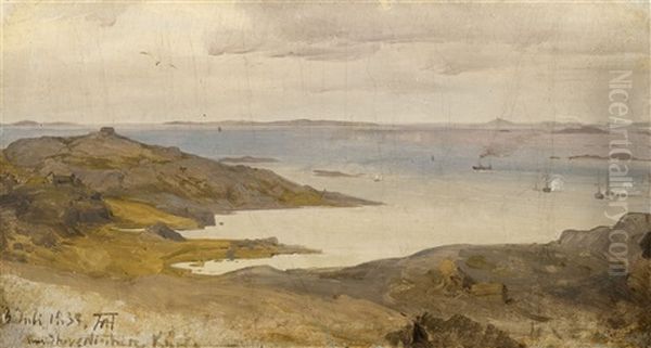 Oil Sketch Of The Swedish Coastline Oil Painting by Andreas Achenbach