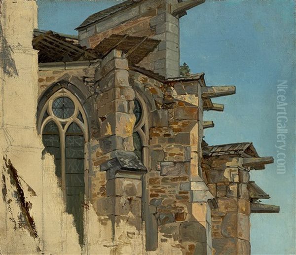 Altenberg Cathedral (study) Oil Painting by Andreas Achenbach